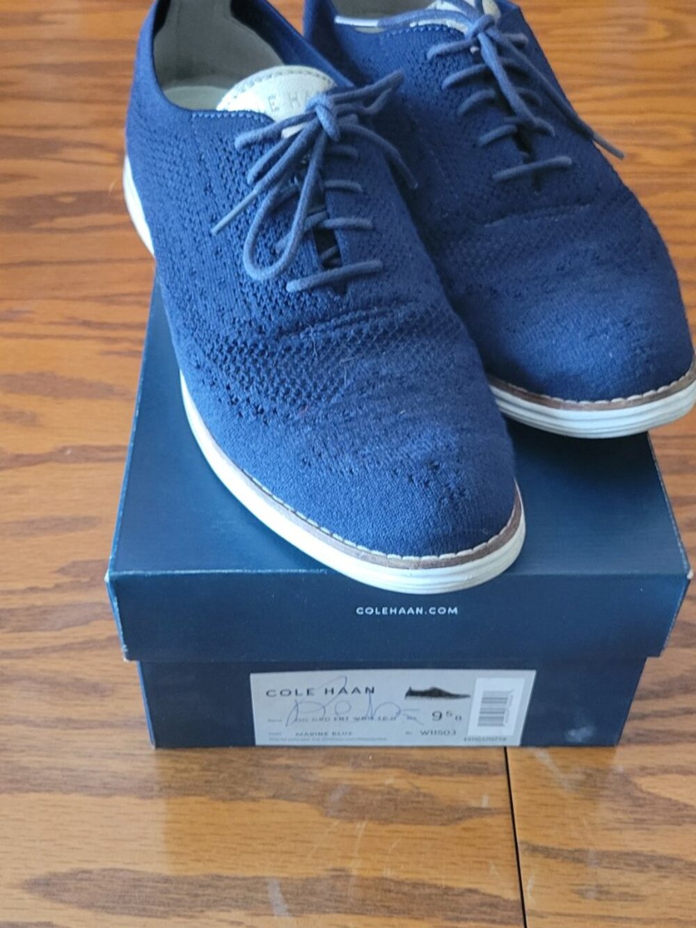 Cole Haan ØriginalGrand Knit Wingtip Oxford W11503 Marine Blue Women's 9.5B